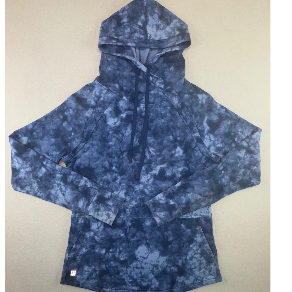 Title Nine Womens Blue Tie Dye Hooded Sweatshirt Lyocell Blend Size M 100945